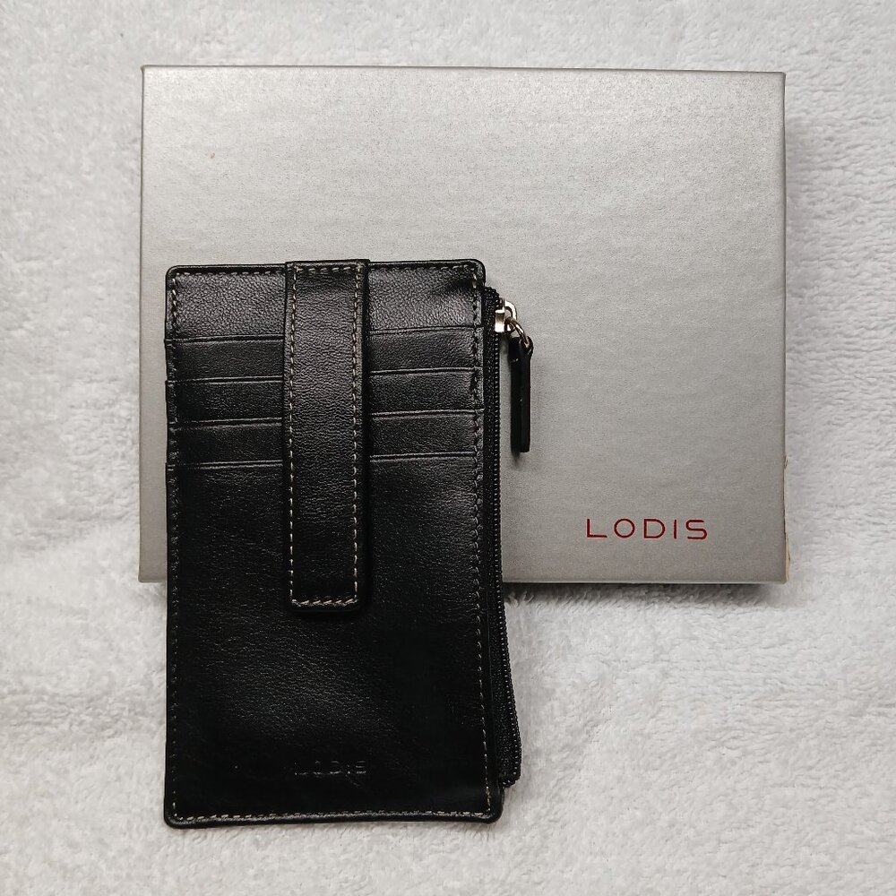 LODIS Card Case Wallet in Black Leather -- New in Box